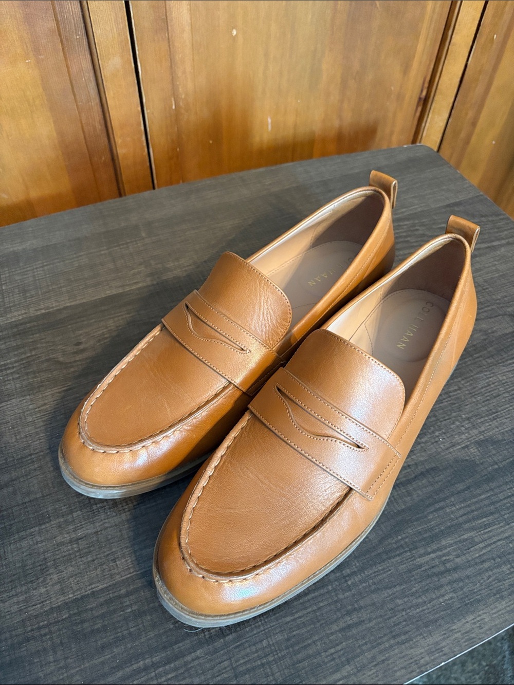 Cole Haan Cognac Leather Penny Loafers